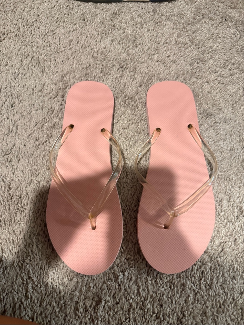 Pink Women's Flip Flop Sandals with Clear Straps